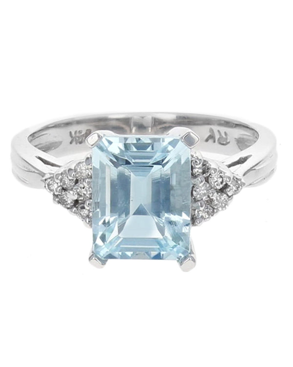 Aquamarine and Diamond Accent Ring