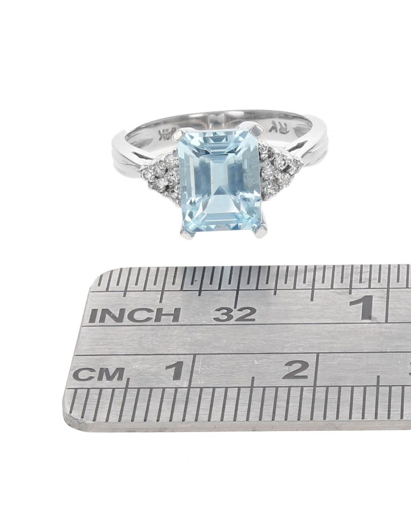 Aquamarine and Diamond Accent Ring