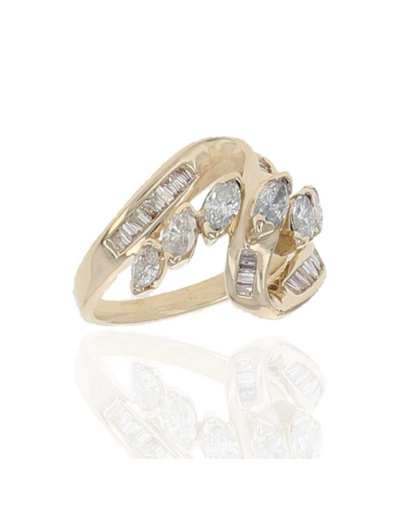 Diamond Bypass Fashion Ring in Yellow Gold