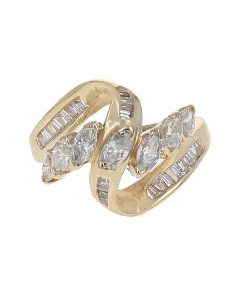 Diamond Bypass Fashion Ring in Yellow Gold