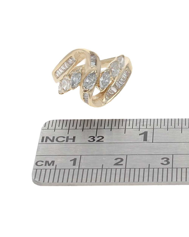 Diamond Bypass Fashion Ring in Yellow Gold