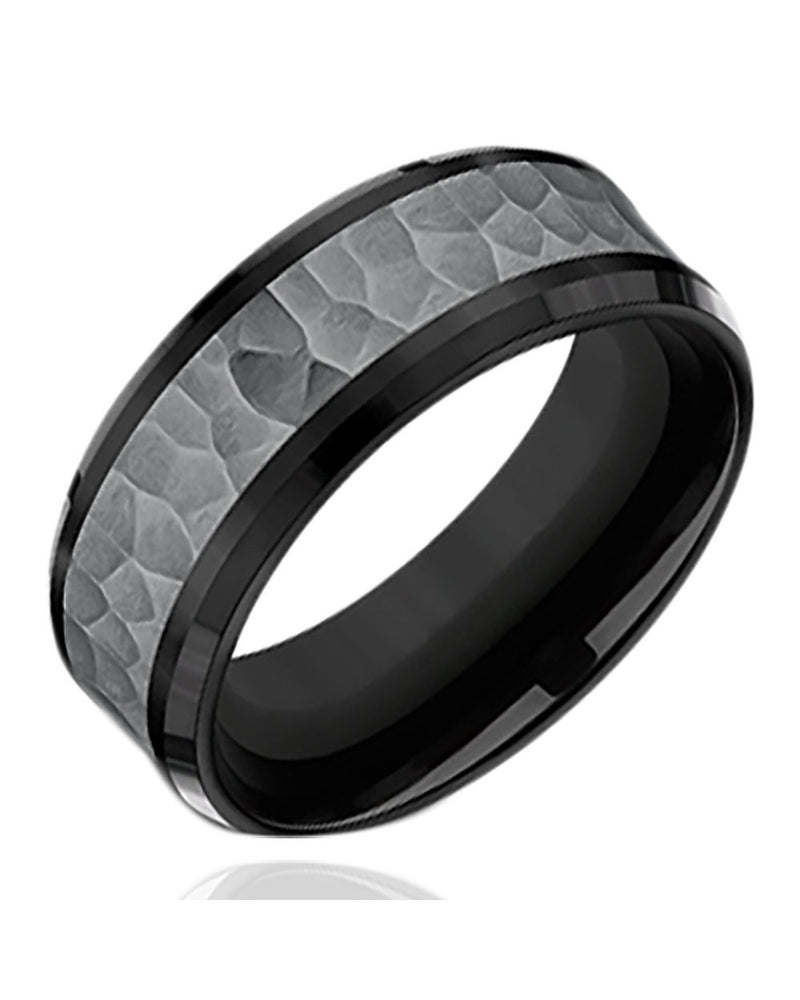 Gentlemen's Hammered Center Comfort Fit Band in Titanium and Tantalum