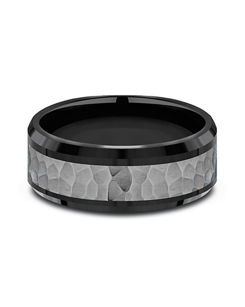 Gentlemen's Hammered Center Comfort Fit Band in Titanium and Tantalum