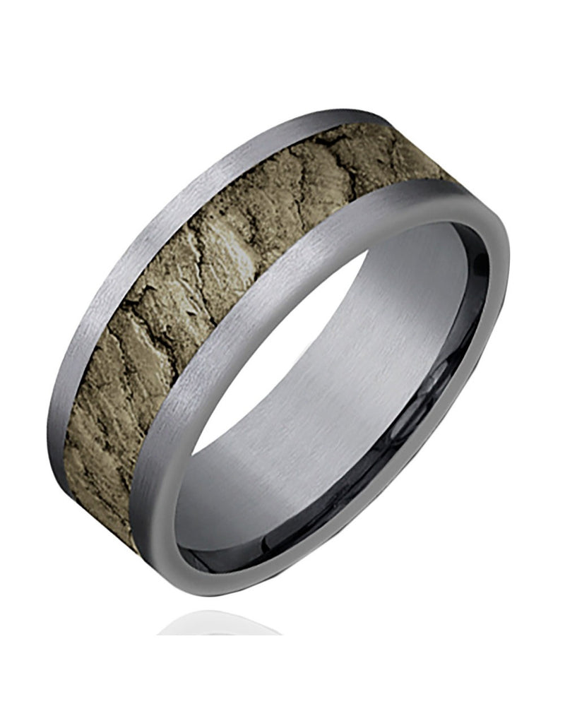 Gentlemen's Lava Rock Textured Comfort Fit Band in Grey Tantalum and Bronze