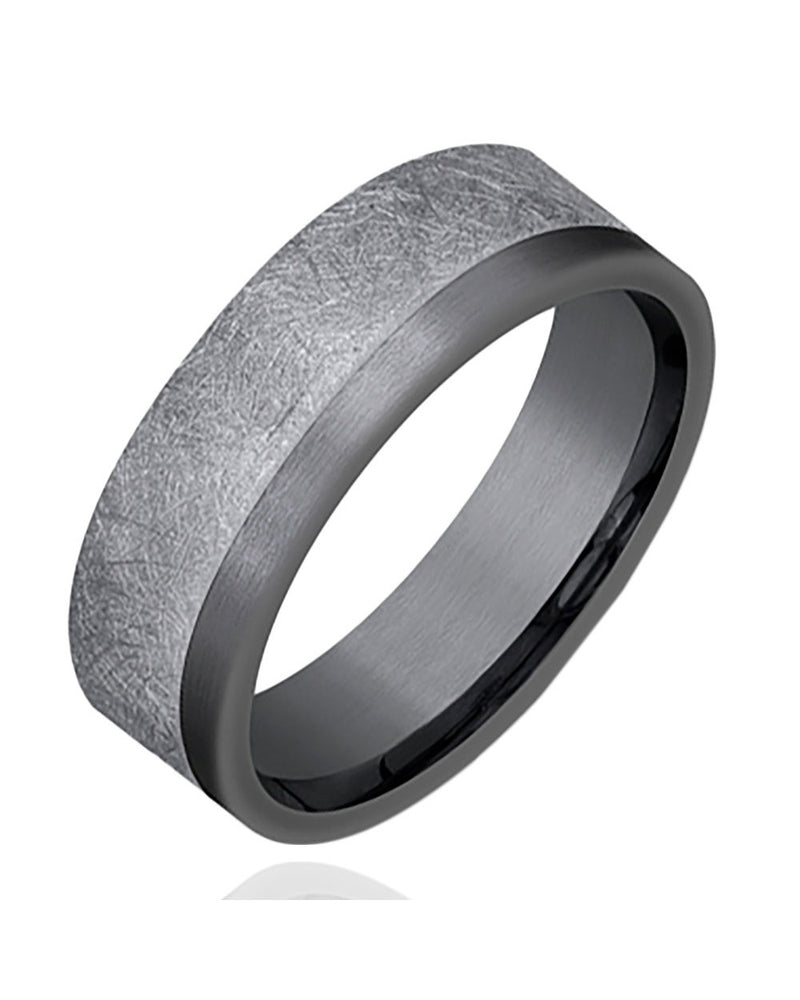 Gentlemen's Comfort Fit Band in Grey and Darkened Tantalum