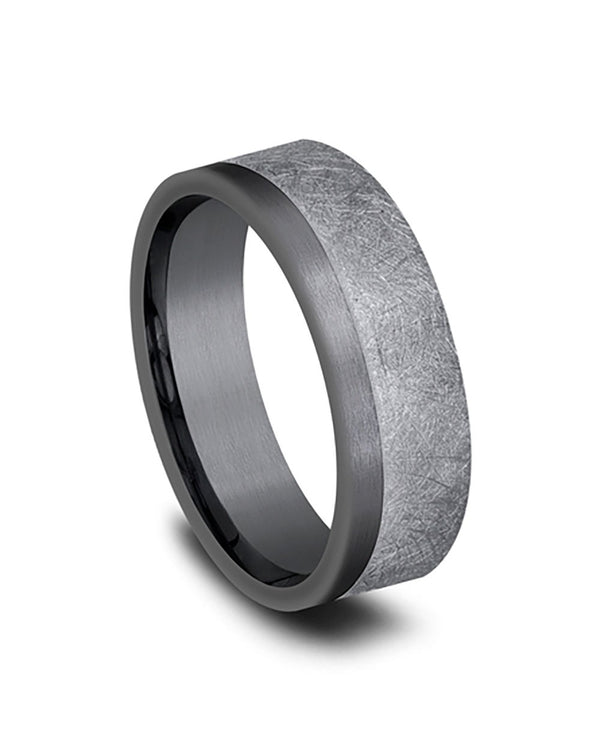 Gentlemen's Comfort Fit Band in Grey and Darkened Tantalum