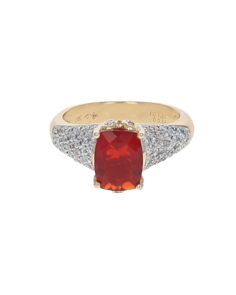 Mexican Fire Opal and Diamond Pave Ring