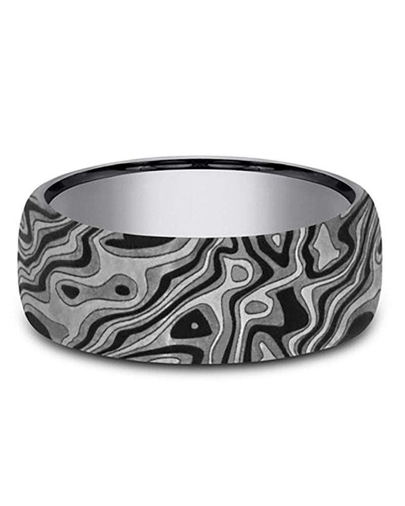 Gentlemen's Mokume Pattern European Comfort Fit Band in Grey Tantalum