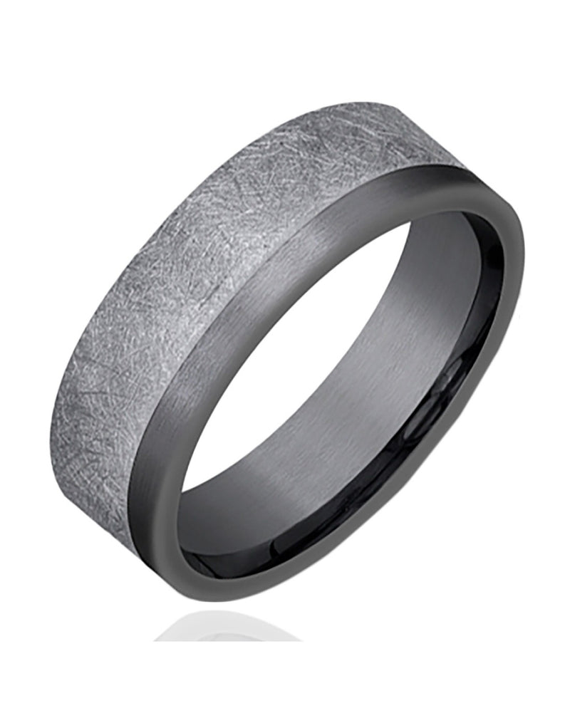 Gentlemen's Comfort Fit Band in White Gold and Grey Tantalum