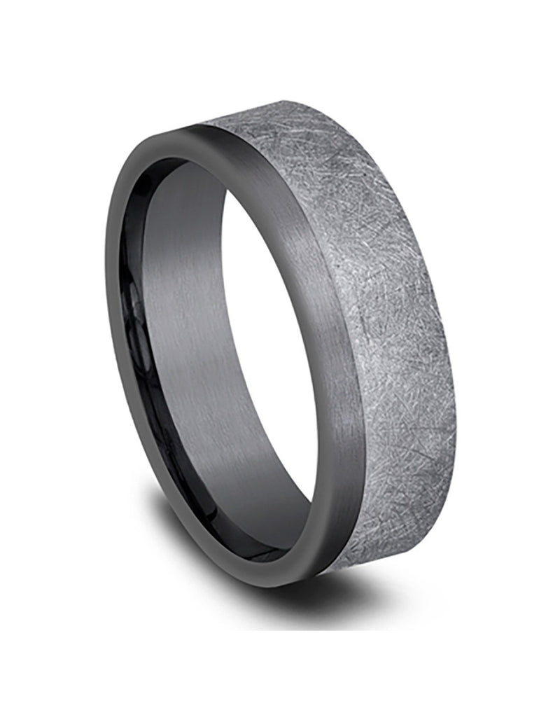 Gentlemen's Comfort Fit Band in White Gold and Grey Tantalum