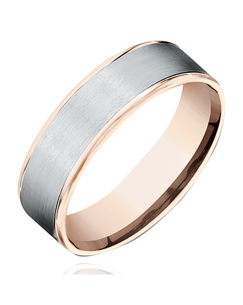 Gentlemen's Thin Edge Comfort Fit Band in Yellow Gold and Grey Tantalum