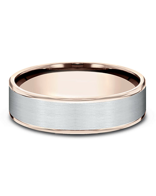 Gentlemen's Thin Edge Comfort Fit Band in Yellow Gold and Grey Tantalum