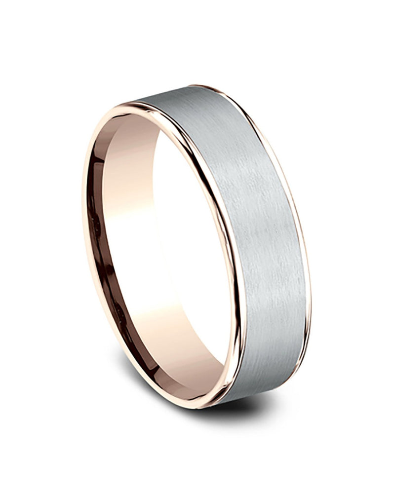 Gentlemen's Thin Edge Comfort Fit Band in Yellow Gold and Grey Tantalum