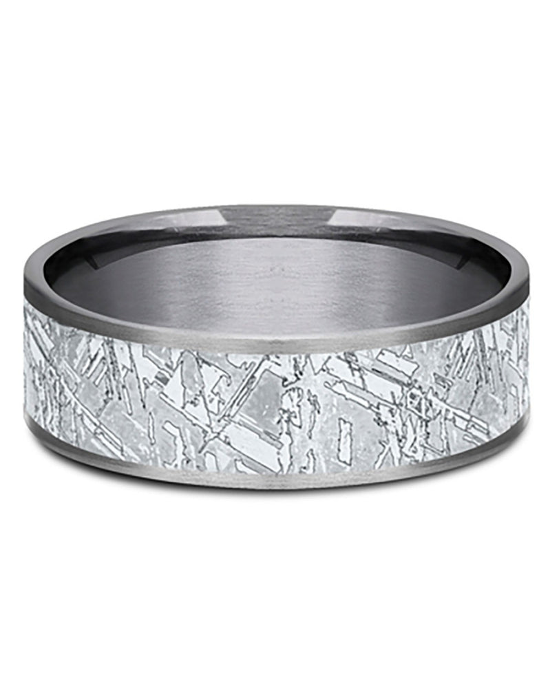 Gentlemen's Meteorite Pattern Comfort Fit Band in White Gold and Grey Tantalum