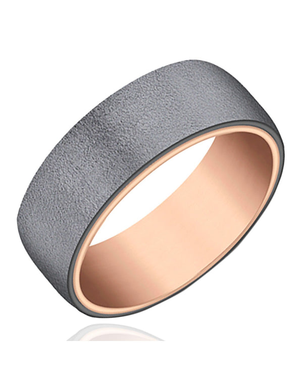 Gentlemen's Comfort Fit Band in Rose Gold and Darkened Grey Tantalum