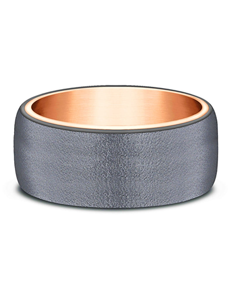 Gentlemen's Comfort Fit Band in Rose Gold and Darkened Grey Tantalum