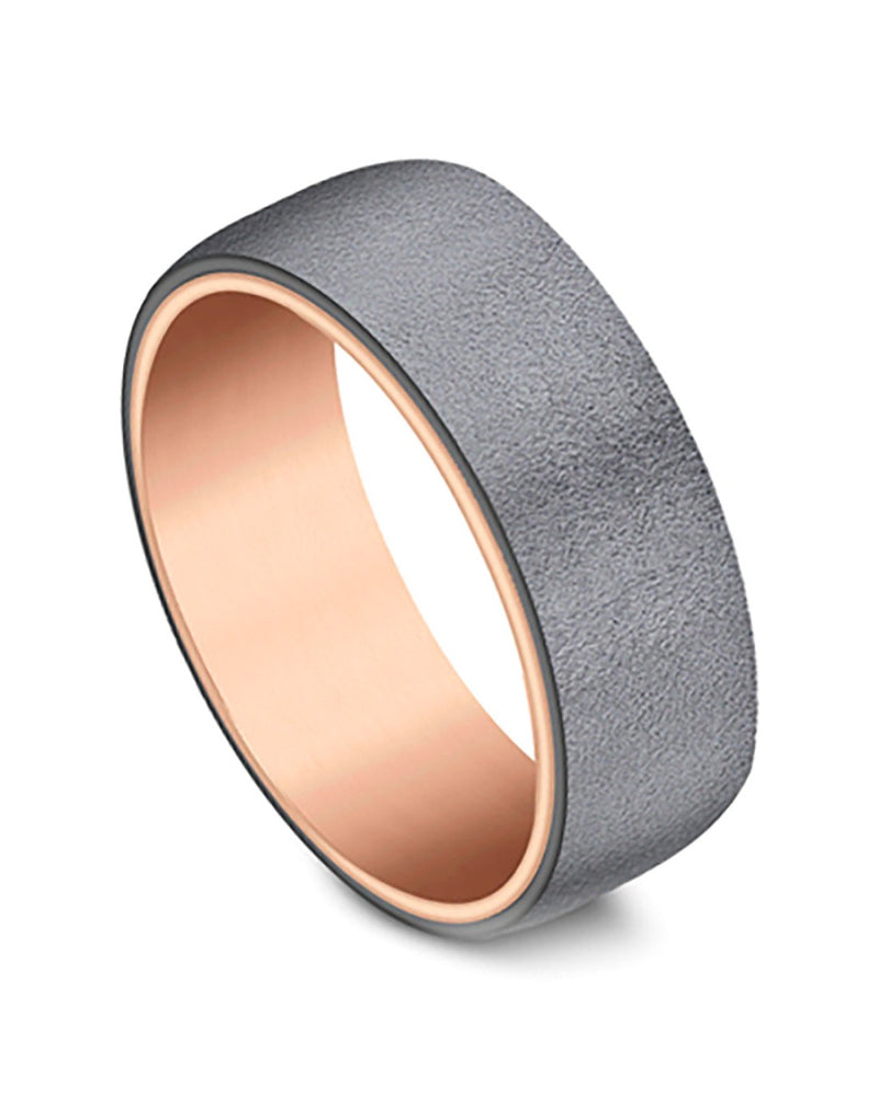 Gentlemen's Comfort Fit Band in Rose Gold and Darkened Grey Tantalum