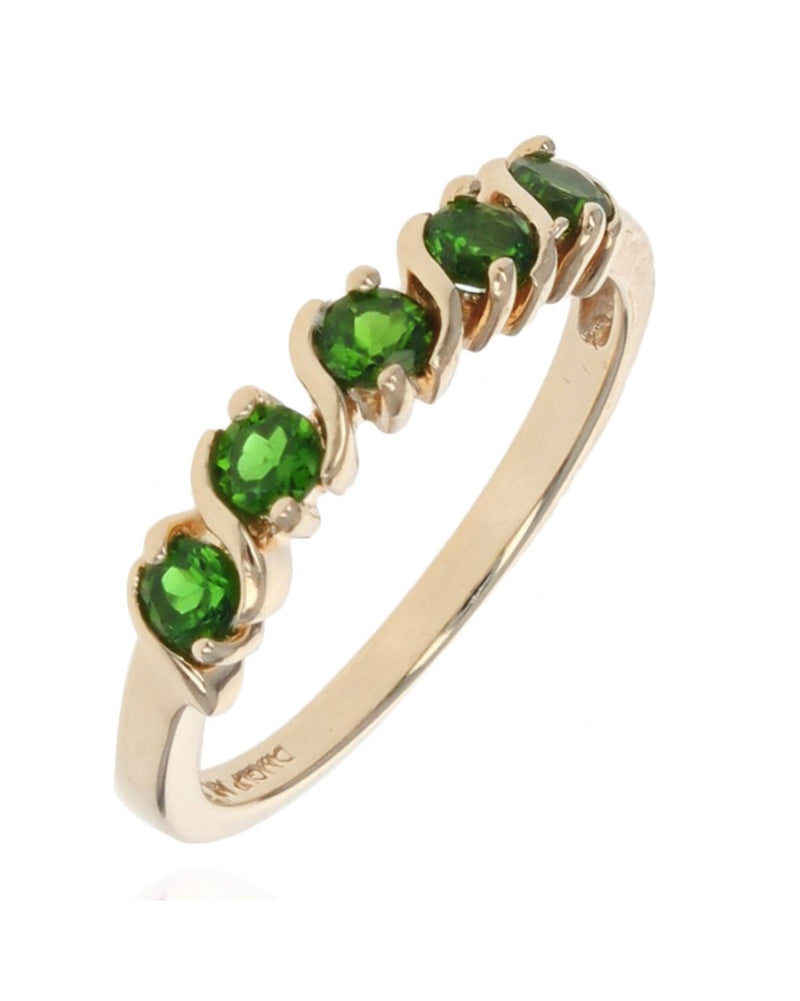 Chrome Diopside S Band Ring in Gold