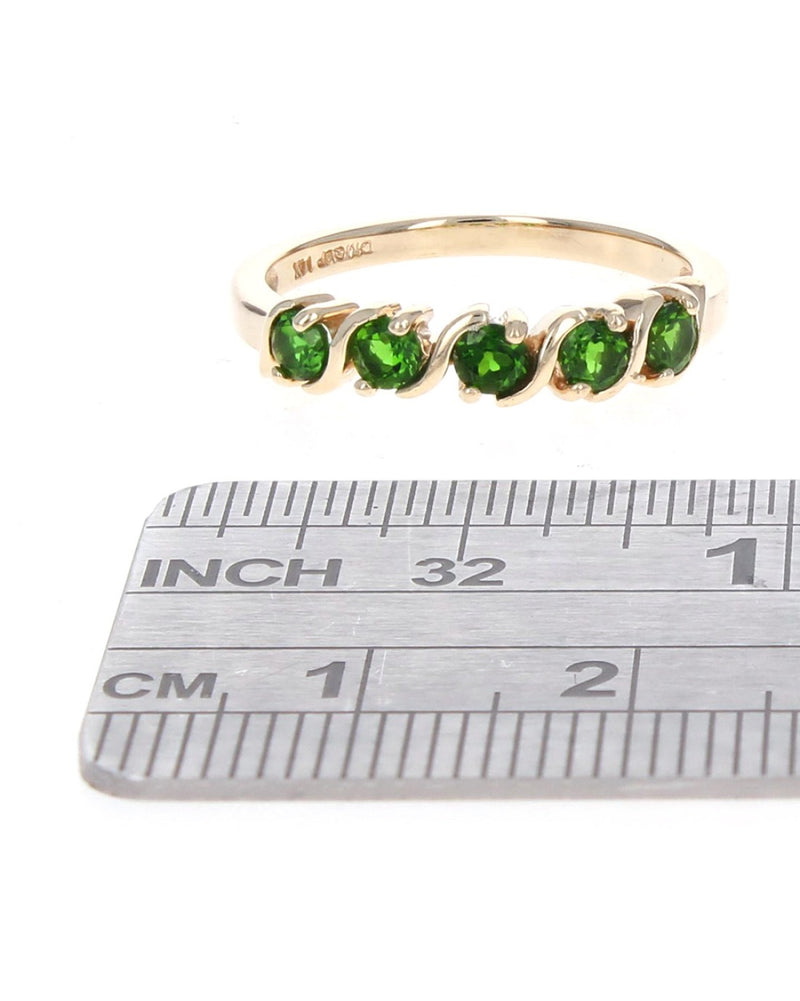 Chrome Diopside S Band Ring in Gold