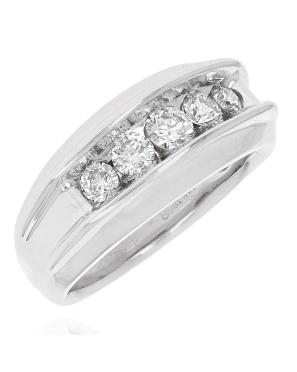 Gentlemens 5 Stone Diamond Tapered Ring