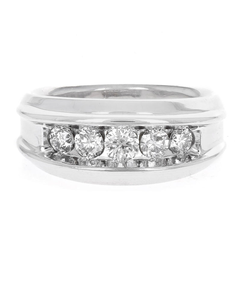 Gentlemens 5 Stone Diamond Tapered Ring