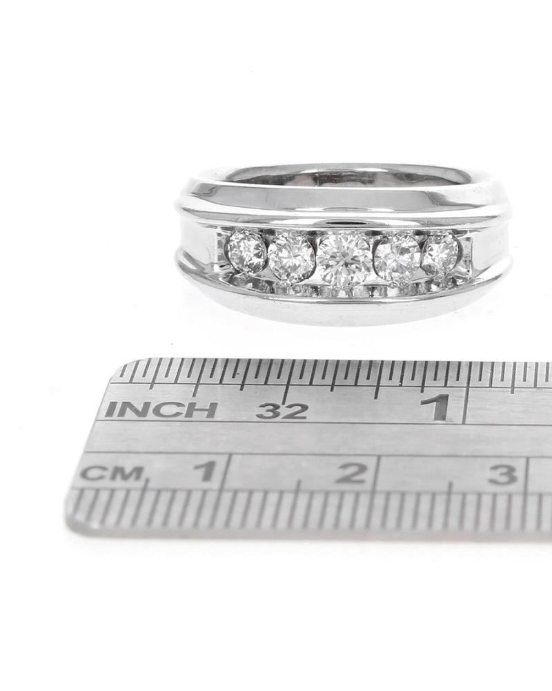 Gentlemens 5 Stone Diamond Tapered Ring