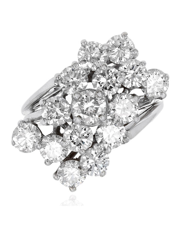 Diamond Bypass Cluster Ring in White Gold