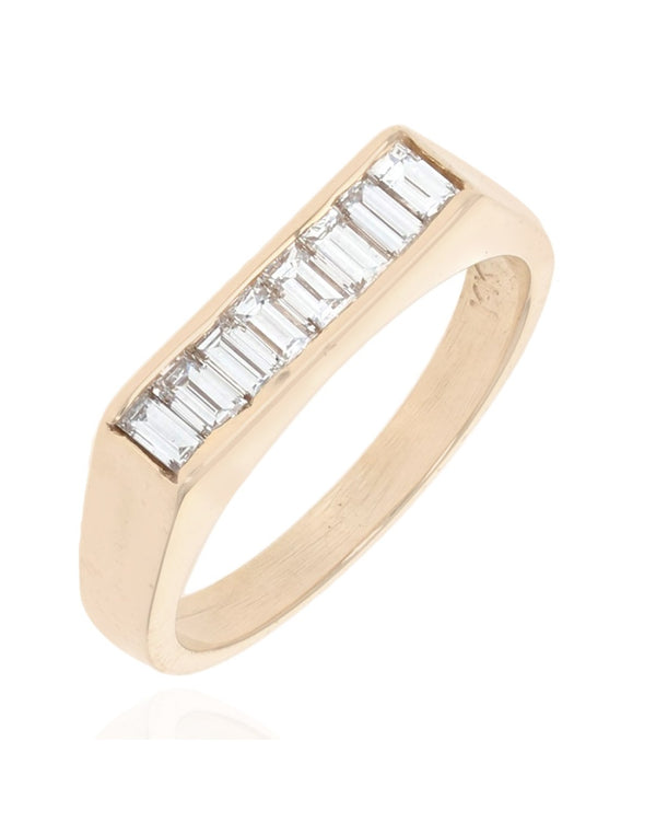 Diamond Flat Top Band in Yellow Gold