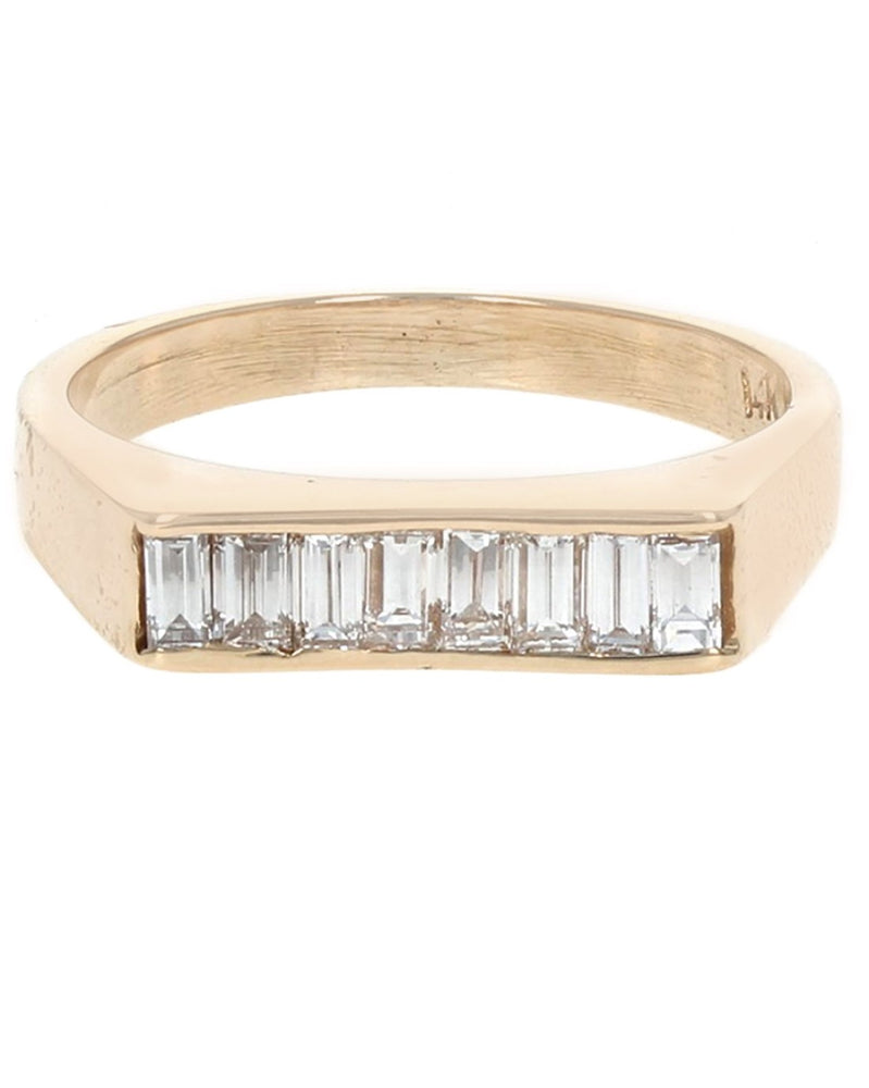 Diamond Flat Top Band in Yellow Gold