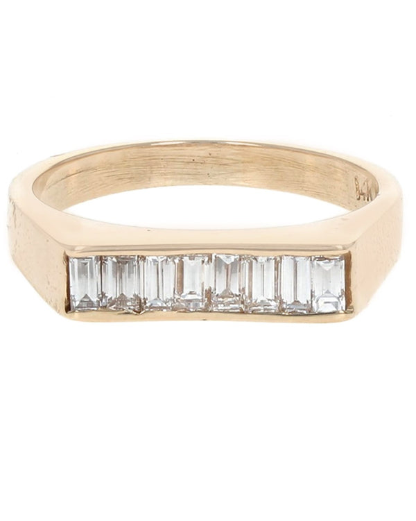 Diamond Flat Top Band in Yellow Gold