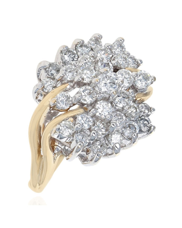 Diamond Cluster Ring in White and Yellow Gold