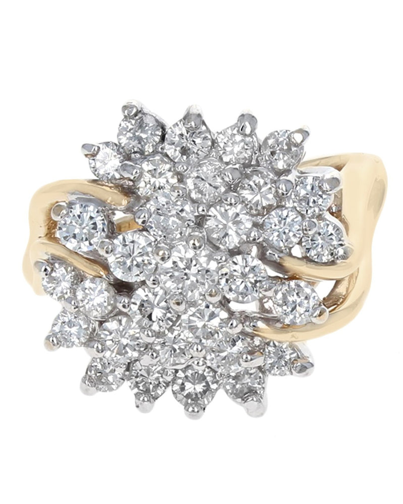 Diamond Cluster Ring in White and Yellow Gold