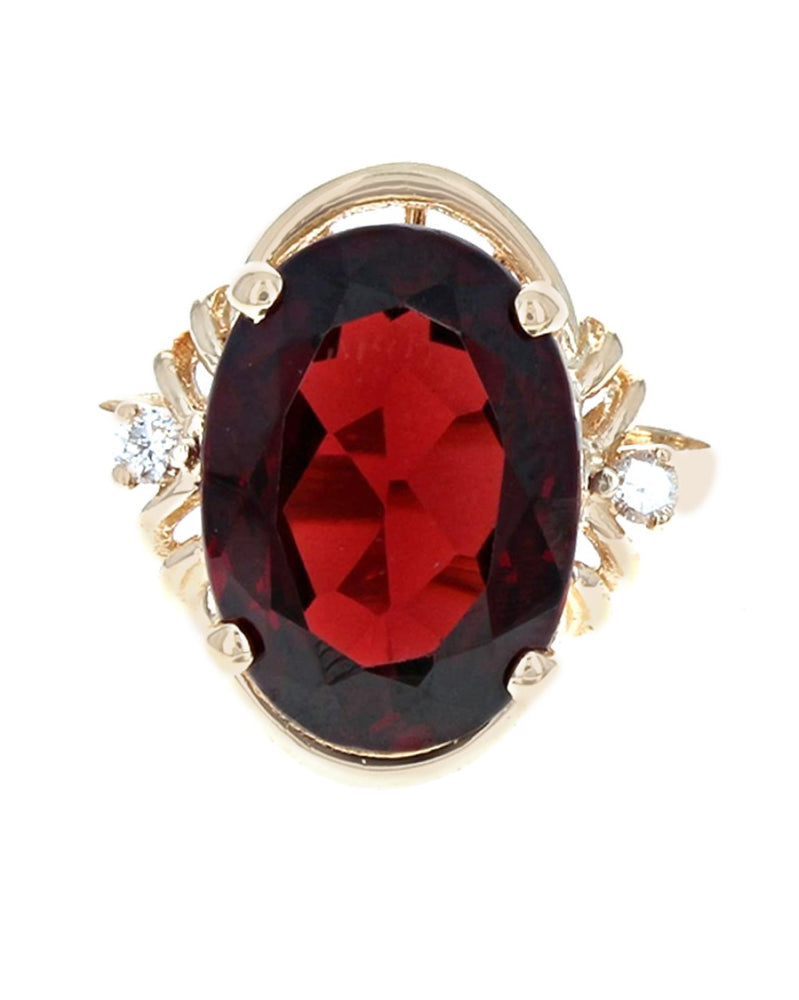 Pyrope Garnet and Diamond Accent Ring in Yellow Gold