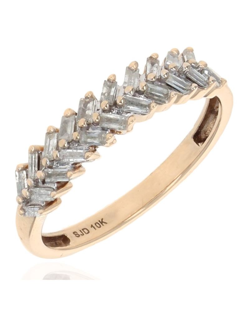 Two Row Diamond Ring in Yellow Gold