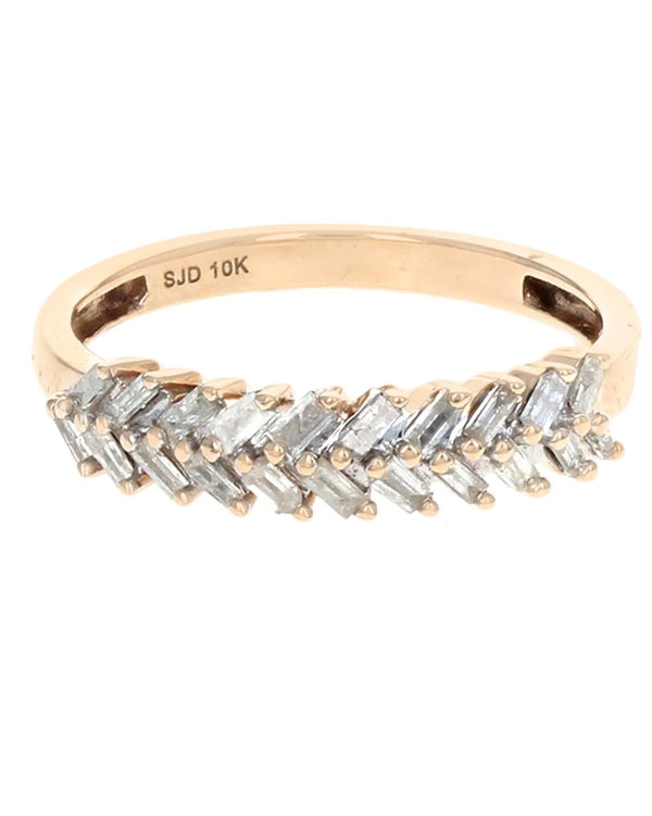 Two Row Diamond Ring in Yellow Gold