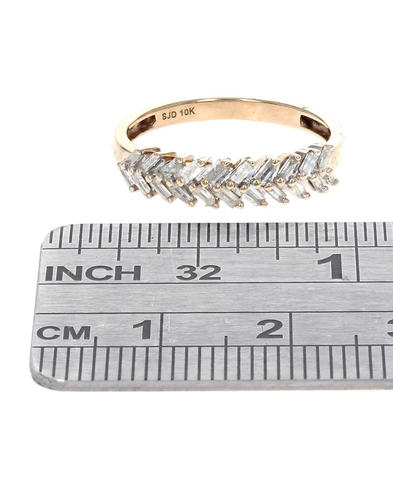 Two Row Diamond Ring in Yellow Gold
