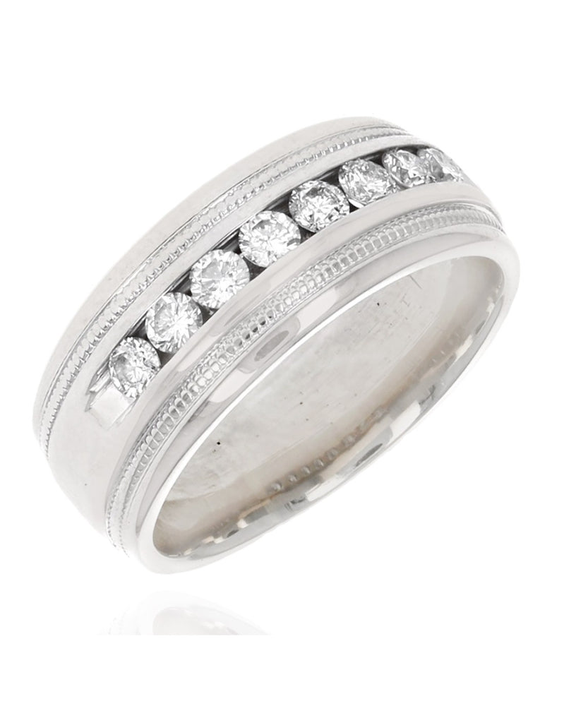 Diamond Milgrain Accent Band in White Gold