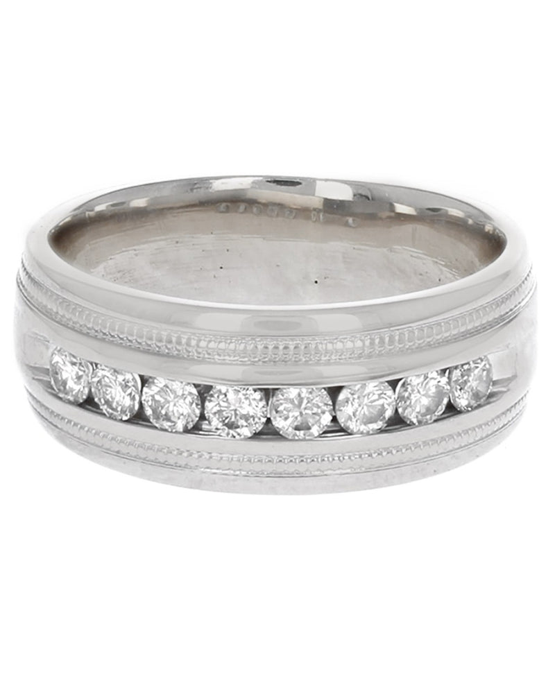 Diamond Milgrain Accent Band in White Gold