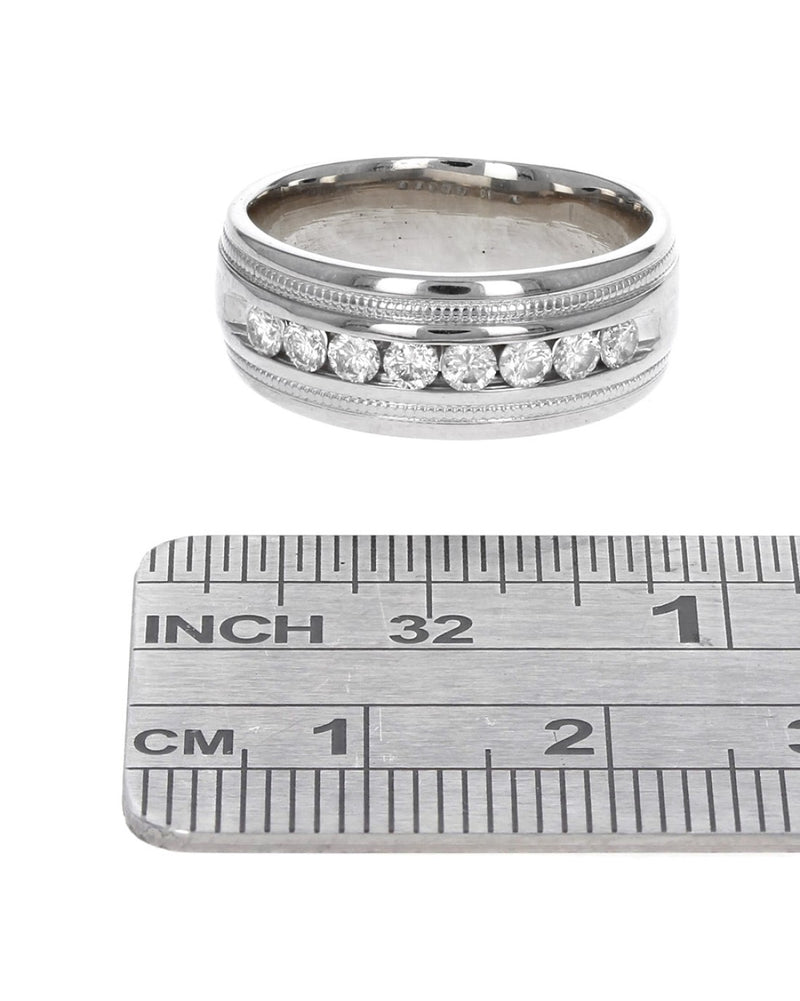Diamond Milgrain Accent Band in White Gold