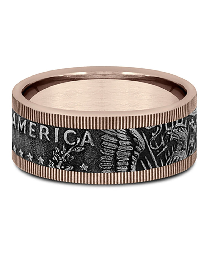 Gentlemen's Kennedy Half Dollar Milgrain Comfort Fit Band in Yellow Gold and Tantalum