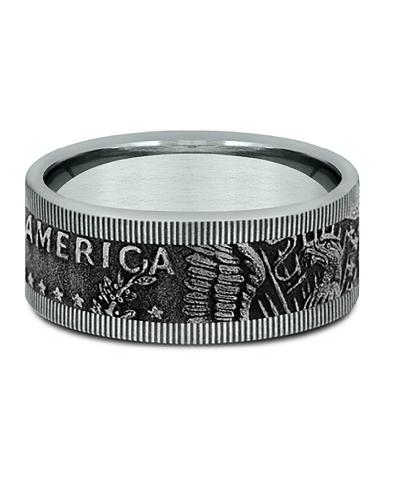 Gentlemen's Kennedy Half Dollar Milgrain Comfort Fit Band in Yellow Gold and Tantalum