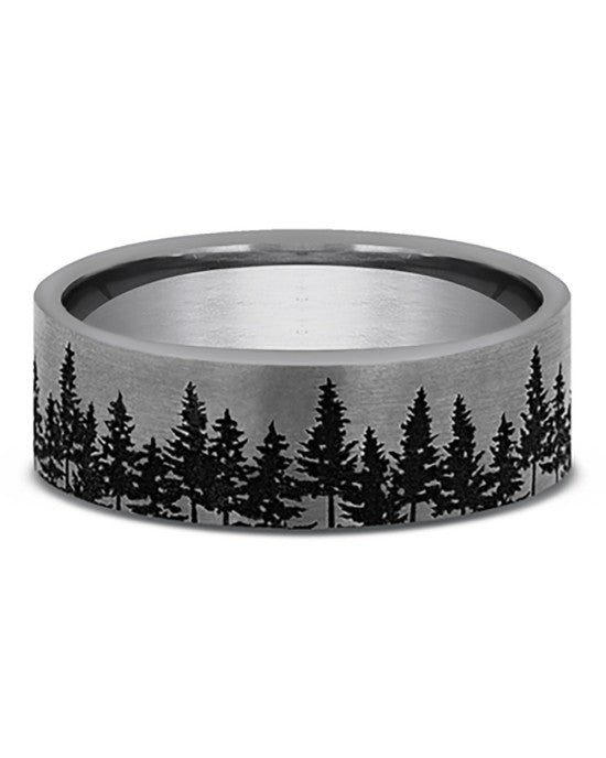 Gentlemen's Treeline Scenic Design Comfort Fit Band in Darkened Tantalum