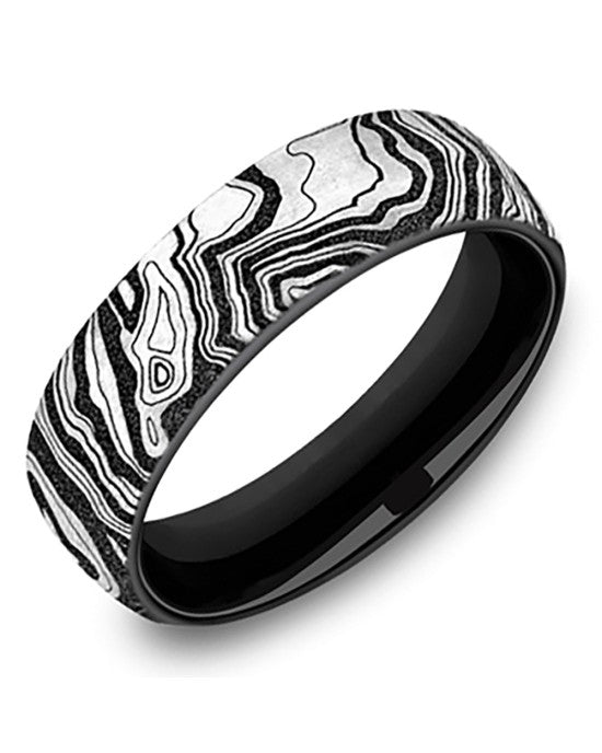 Gentlemen's Topography Pattern Comfort Fit Band in Titanium