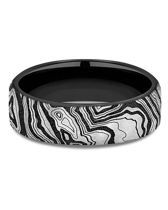 Gentlemen's Topography Pattern Comfort Fit Band in Titanium