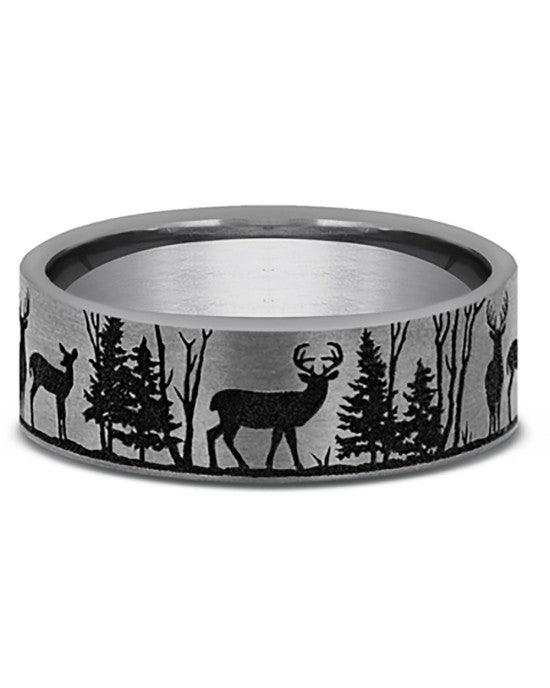 Gentlemen's Nature Scene Comfort Fit Band in Titanium