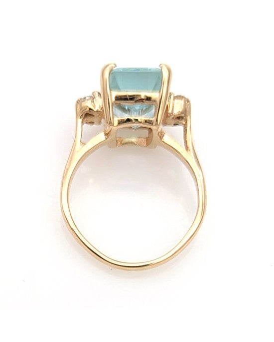 Aquamarine and Diamond Fashion Ring