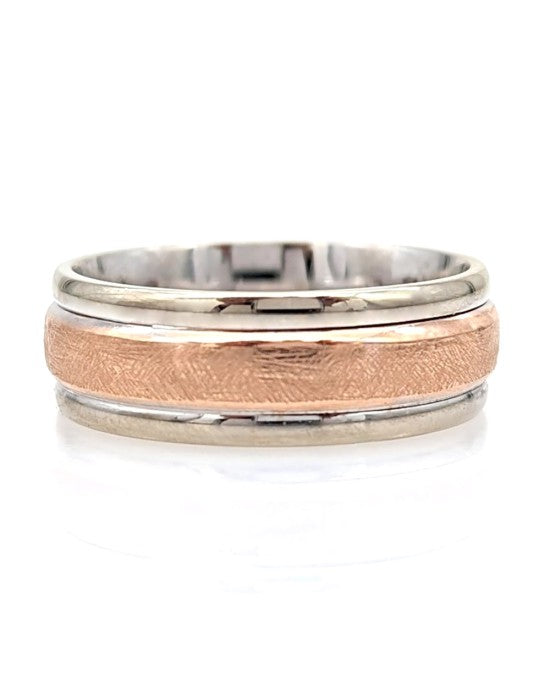 Gentleman's White and Rose Gold Comfort Band