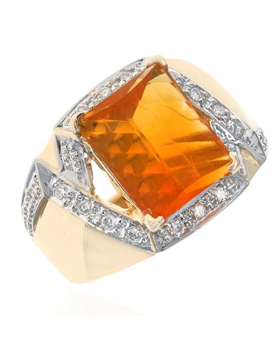 Mexican Fire Opal and Diamond Fashion Ring