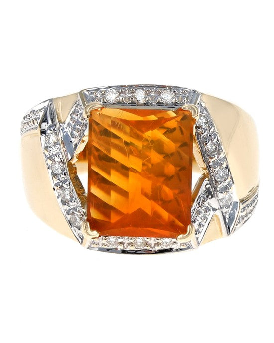 Mexican Fire Opal and Diamond Fashion Ring