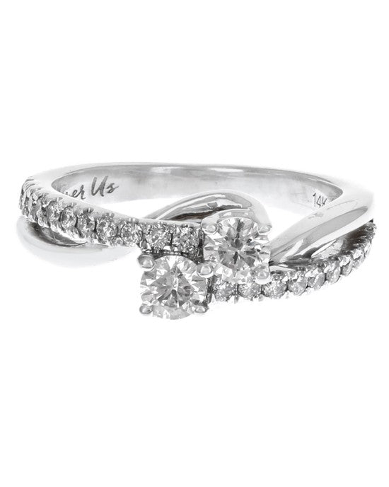 Dual Solitaire Diamond Bypass Ring